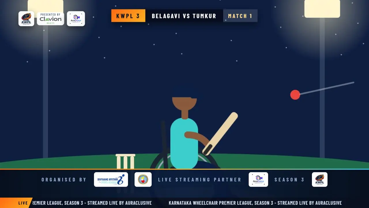 KWPL 3 live broadcast: match title bar, sponsor strip and ticker over the field